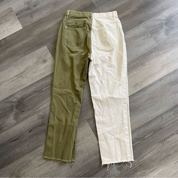 PacSun High Rise Straight Jeans Olive Cream 27 Button Fly - Picture 6 of 12